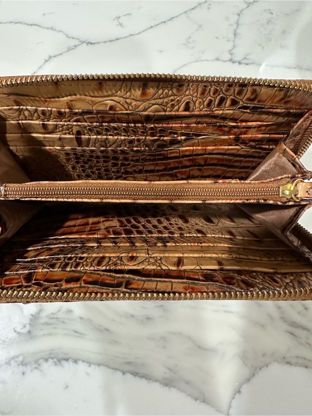 Brahmin Cognac Croc-Embossed Leather Wallet - Picture 4 of 4